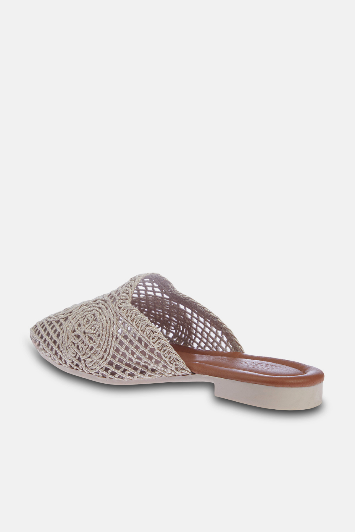 TRENDYOL SHOES-Béžové uzavreté predné pletené detailné dámske papuče TAKSS24TE00000 6