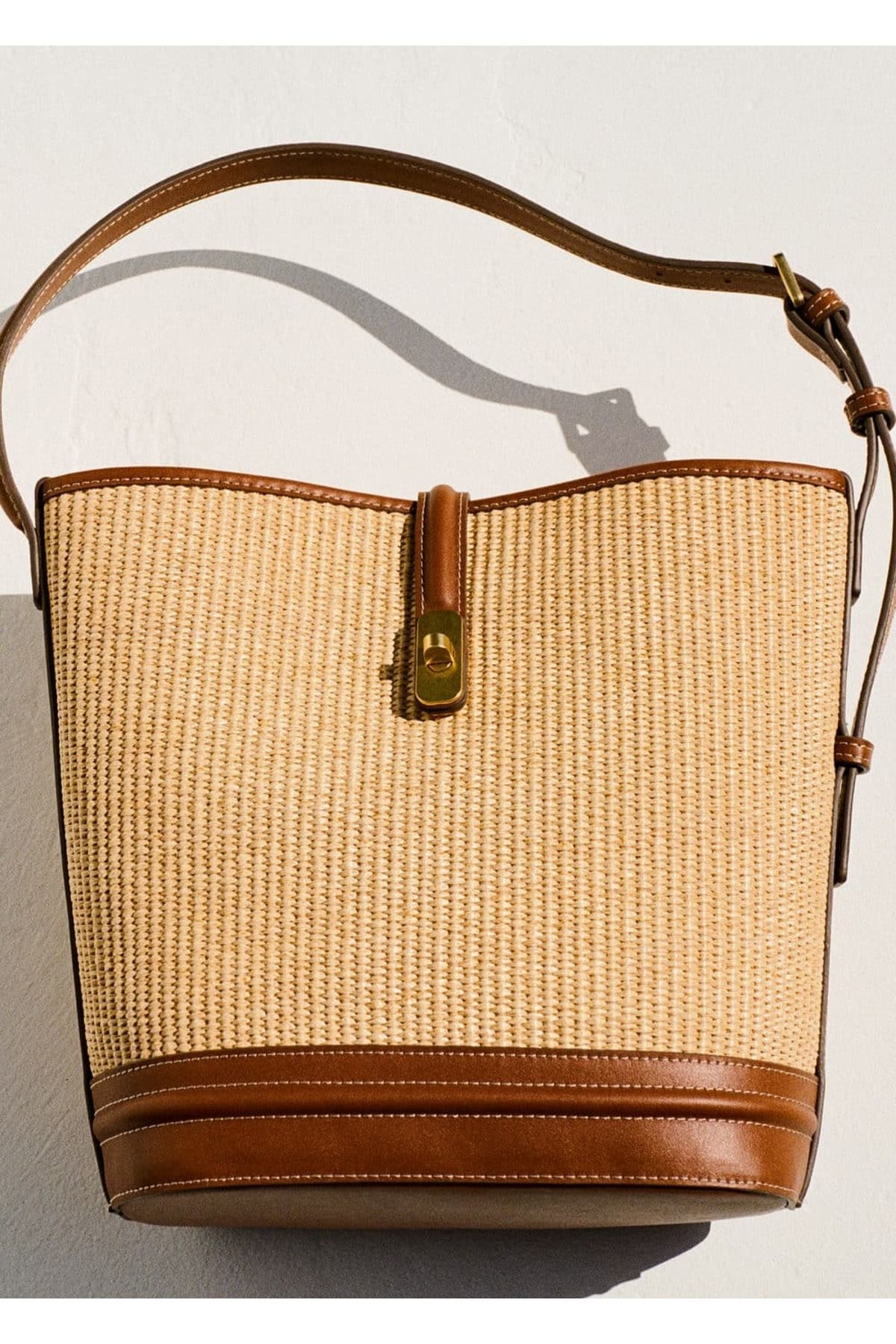 MANGO Woman-Torba typu bucket - wzór rafii 8