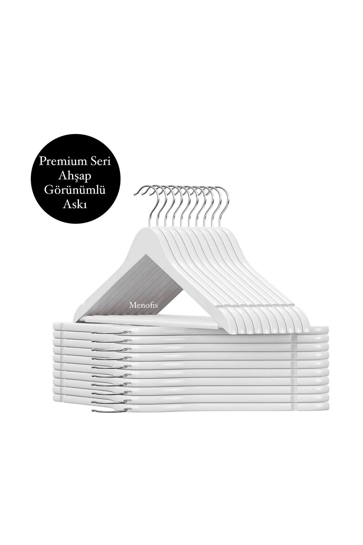 White Wood Look Hanger 24 Pcs Premium Special Series