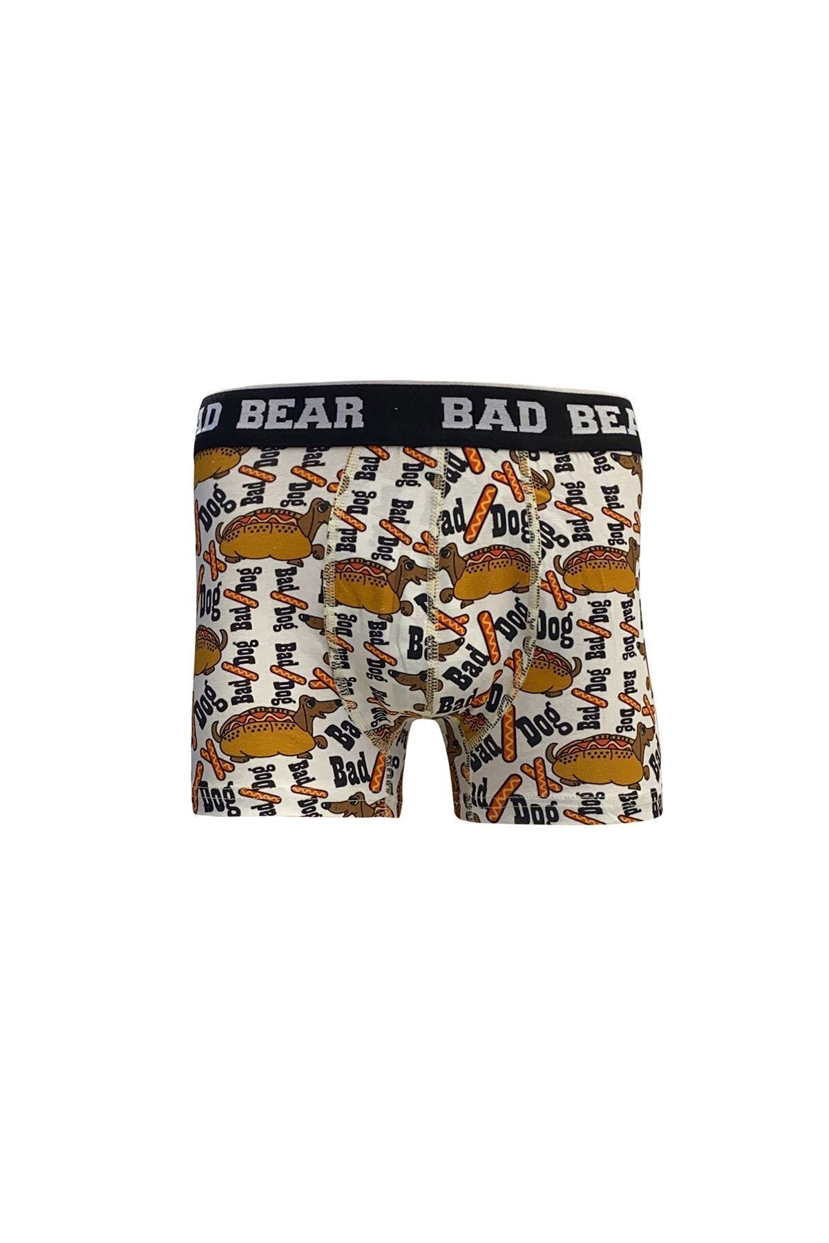 باکسر مردانه با طرح سفید مایل به سفید سگ بد Bad Bear
