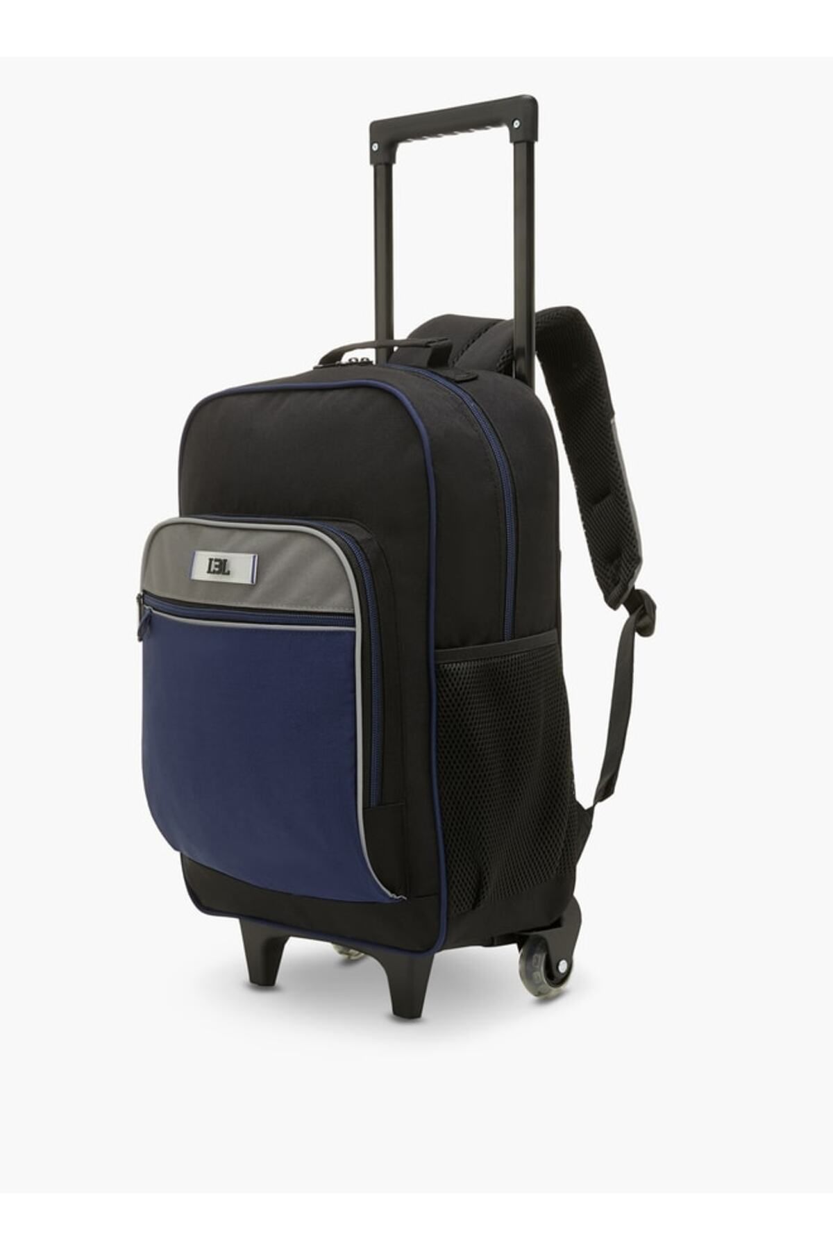 LBL by Shoexpress-Colourblock Trolley Backpack with Retractable Handle - 44x16x30 cm 2
