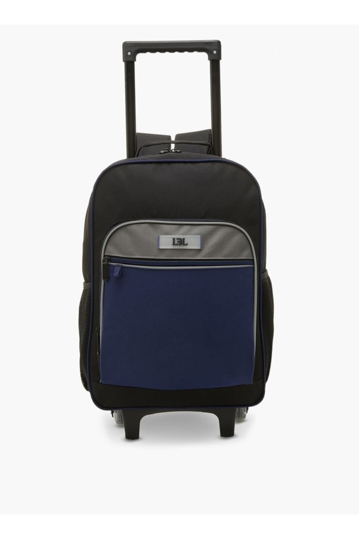 LBL by Shoexpress-Colourblock Trolley Backpack with Retractable Handle - 44x16x30 cm 1