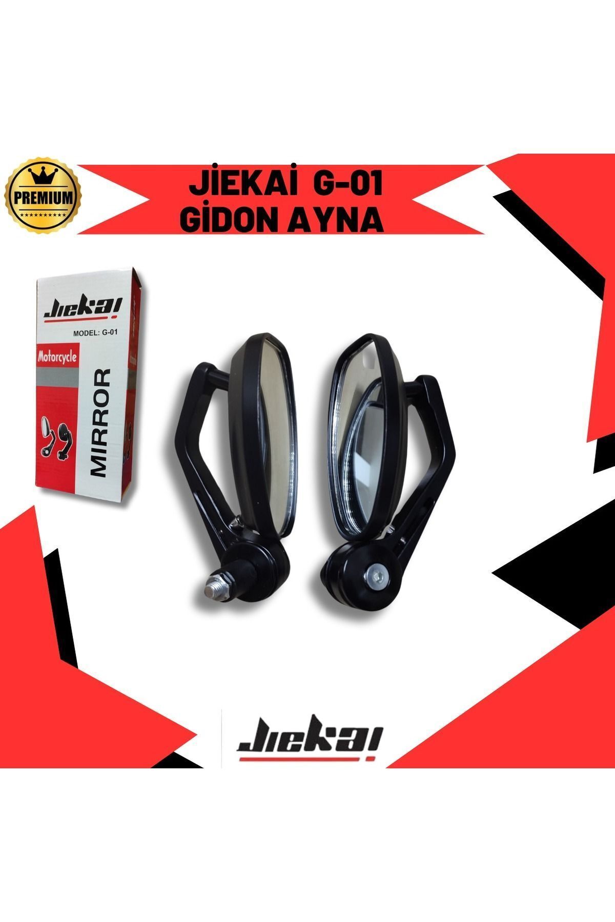 Jiekai Gidon Aynası Siyah Üniversal Yan Ayna Motosiklet Gidon