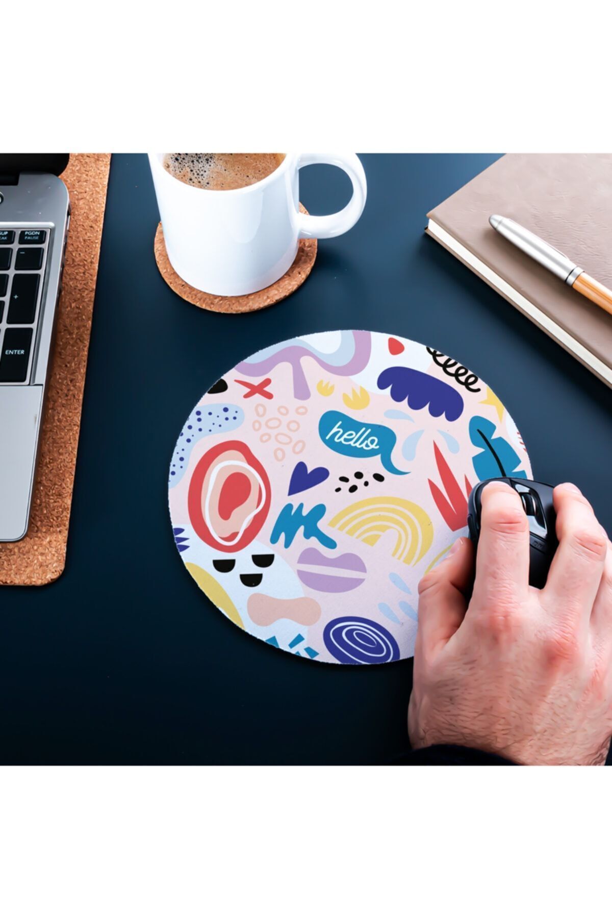 Hediyesepeti-Minimal Colorful Design Round Mousepad - Mouse pad - Mouse Pad 4