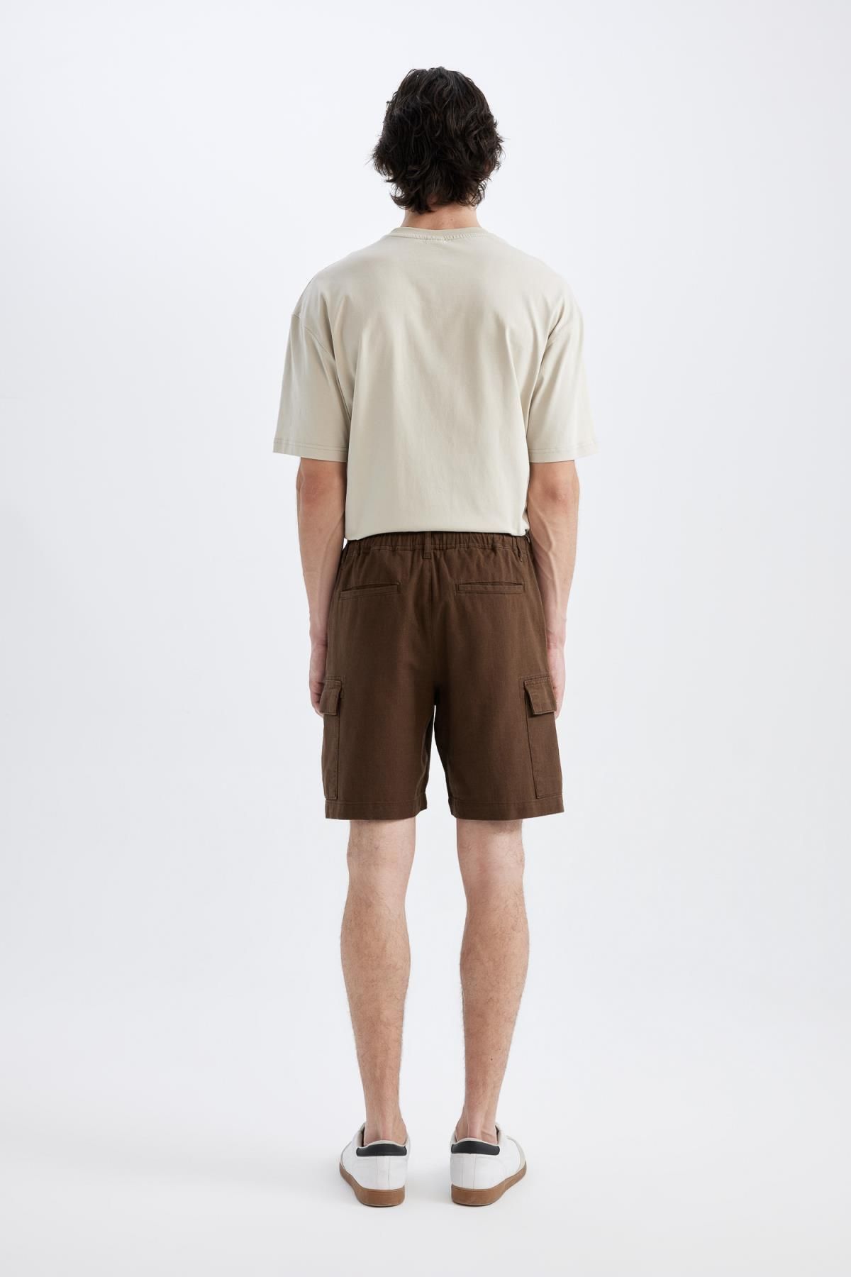 DeFacto-Regular Fit Linen Look Cargo Bermuda Shorts B5676Ax24Sm 6