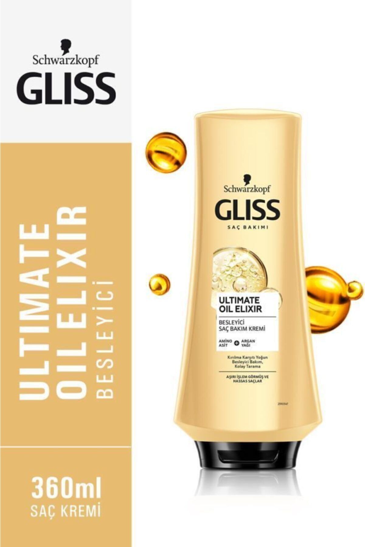 Gliss Ultimate Oil Elixir Besleyici Saç Bakım Kremi - Aminoasit Ve Argan Yağı Ile 360 ml — 8690572794487