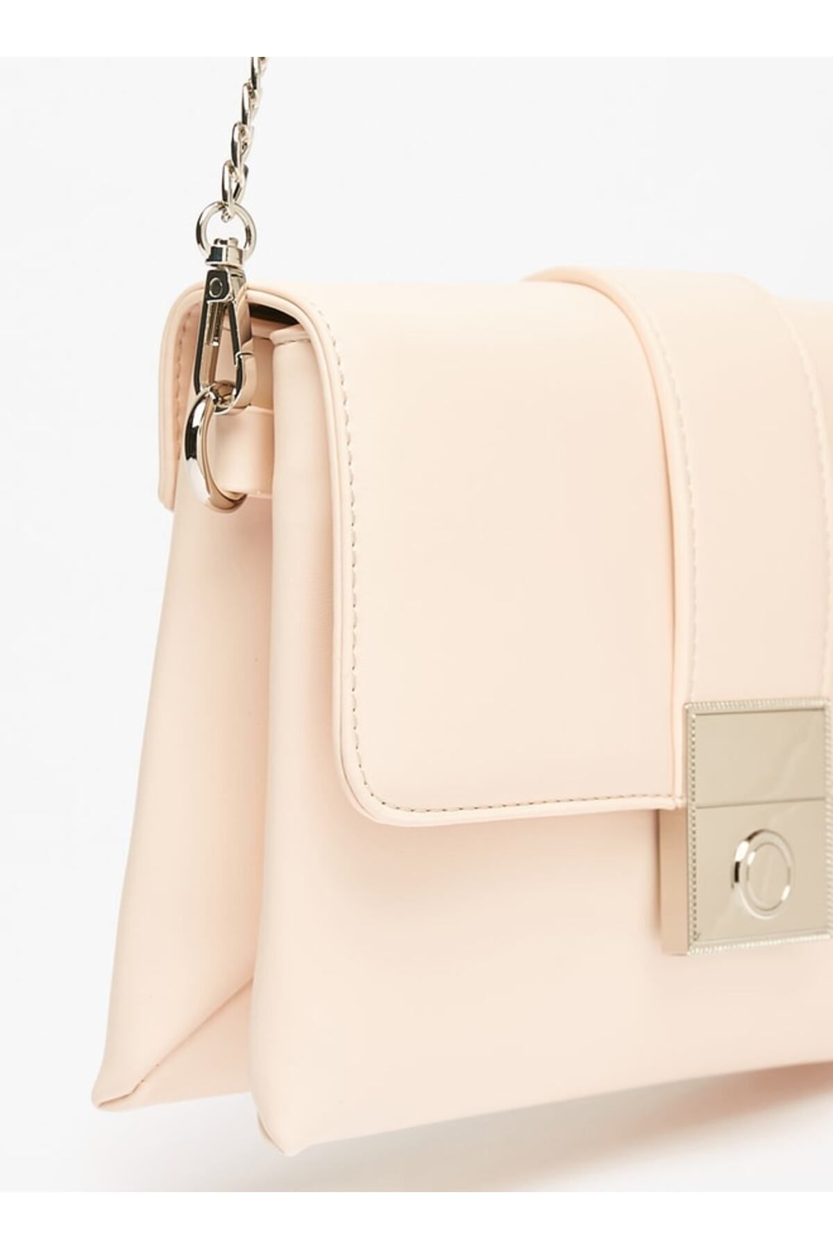 Flora Bella by Shoexpress-Solid Crossbody Bag with Chain Strap and Metallic Accent 3