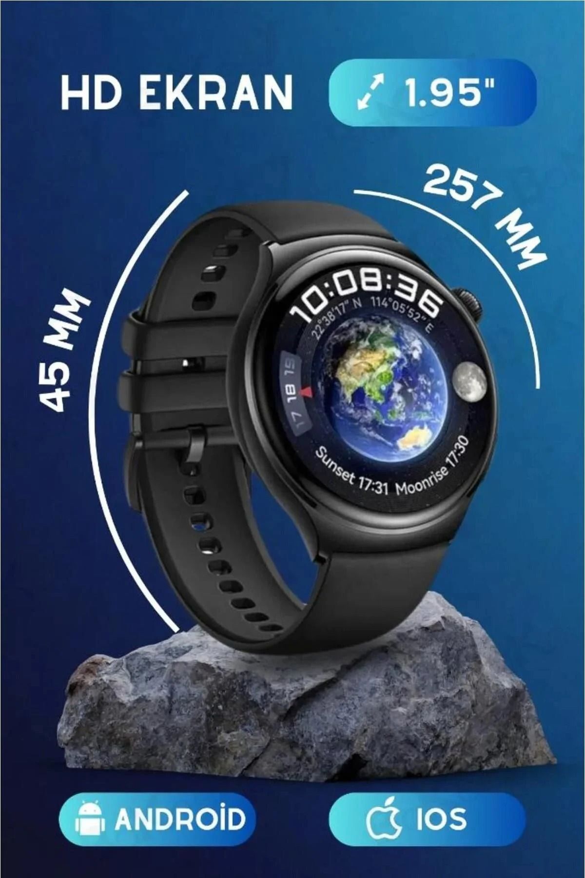 QUMU Watch 4 Pro Suit Yuvarlak Ekranl 7 Kordonlu Ak ll Saat phone11 Uyumlu Giyilebilir Teknoloji