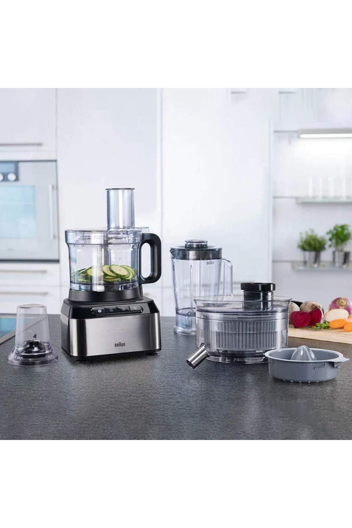 Braun-PurEase food processor 800W with 2.1L chopper & 1.2L blender, Dual safety, BLACK, FP 3235 SI 7