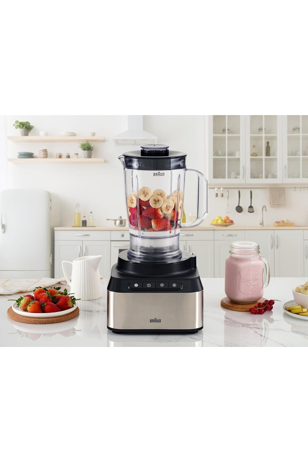 Braun-PurEase food processor 800W with 2.1L chopper & 1.2L blender, Dual safety, BLACK, FP 3235 SI 4