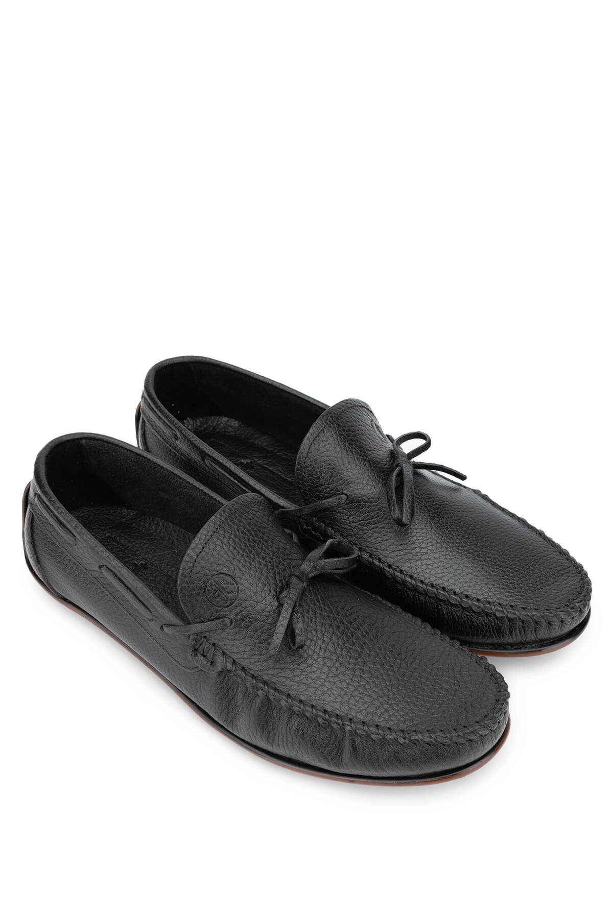 Tamer Tanca-Men's Black Genuine Leather Loafer Floter Shoes 2