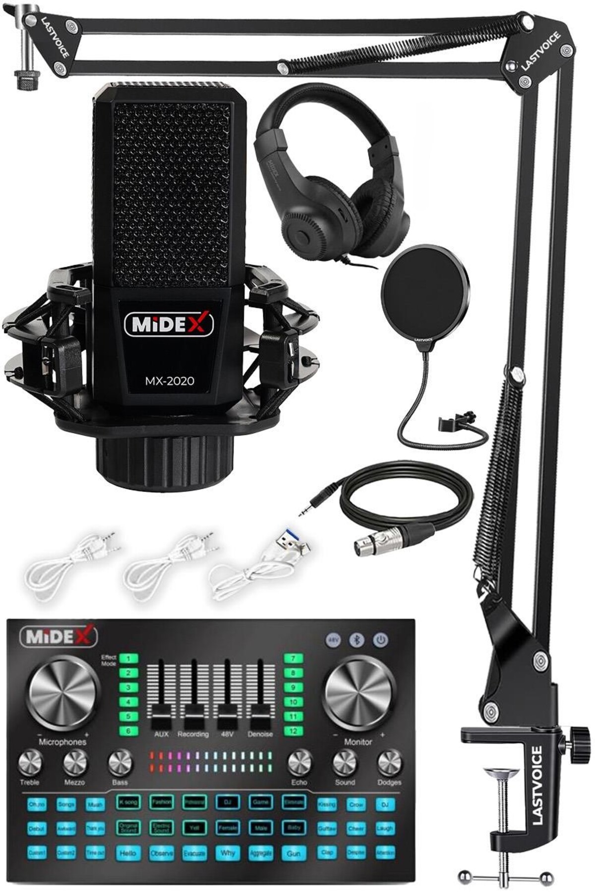 Midex Mx-2020 Diamond Set Efektli Ses Kartı Mikrofon Kulaklık