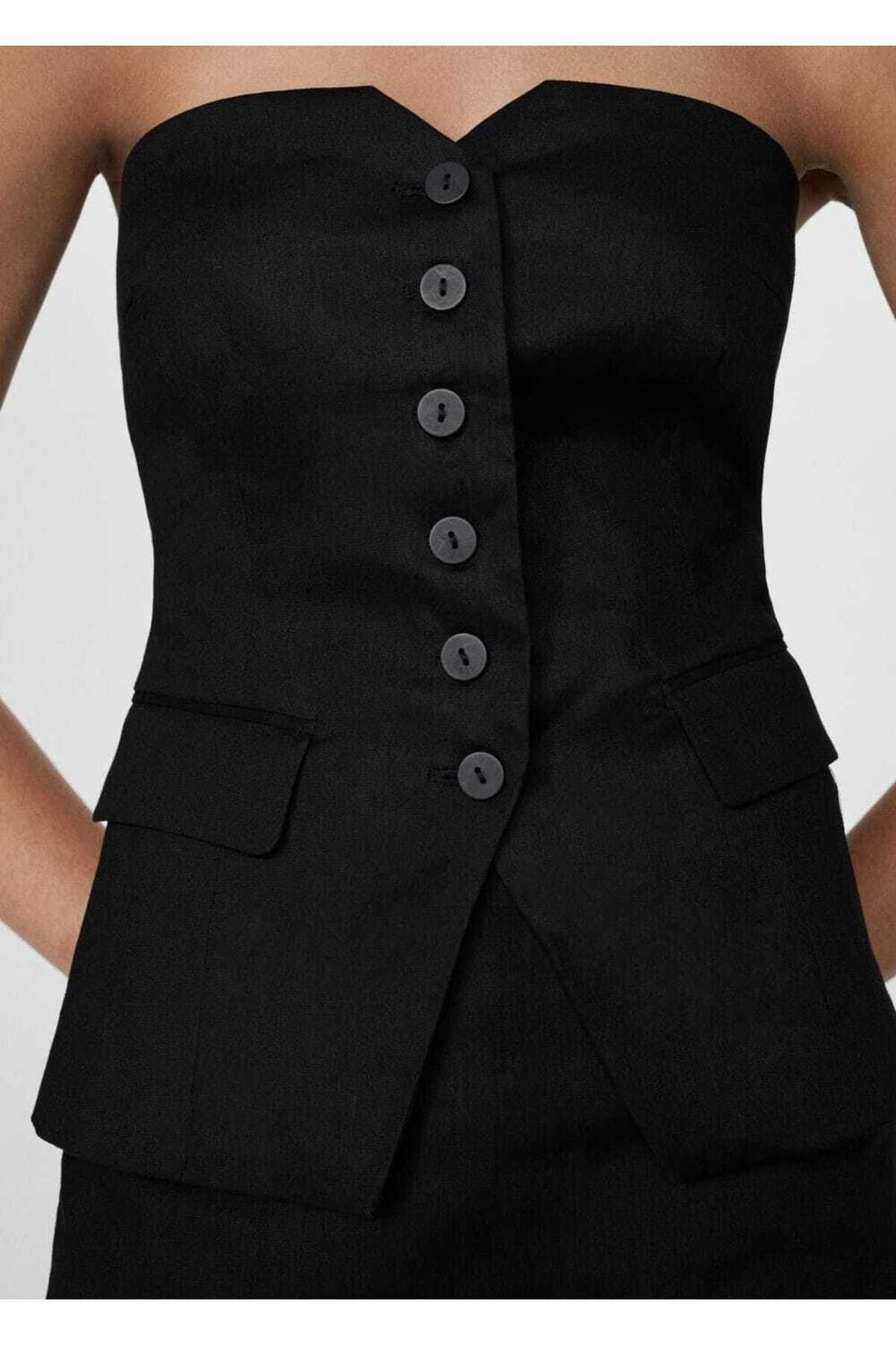 MANGO Woman-Blouse with Open Shoulders Button 8
