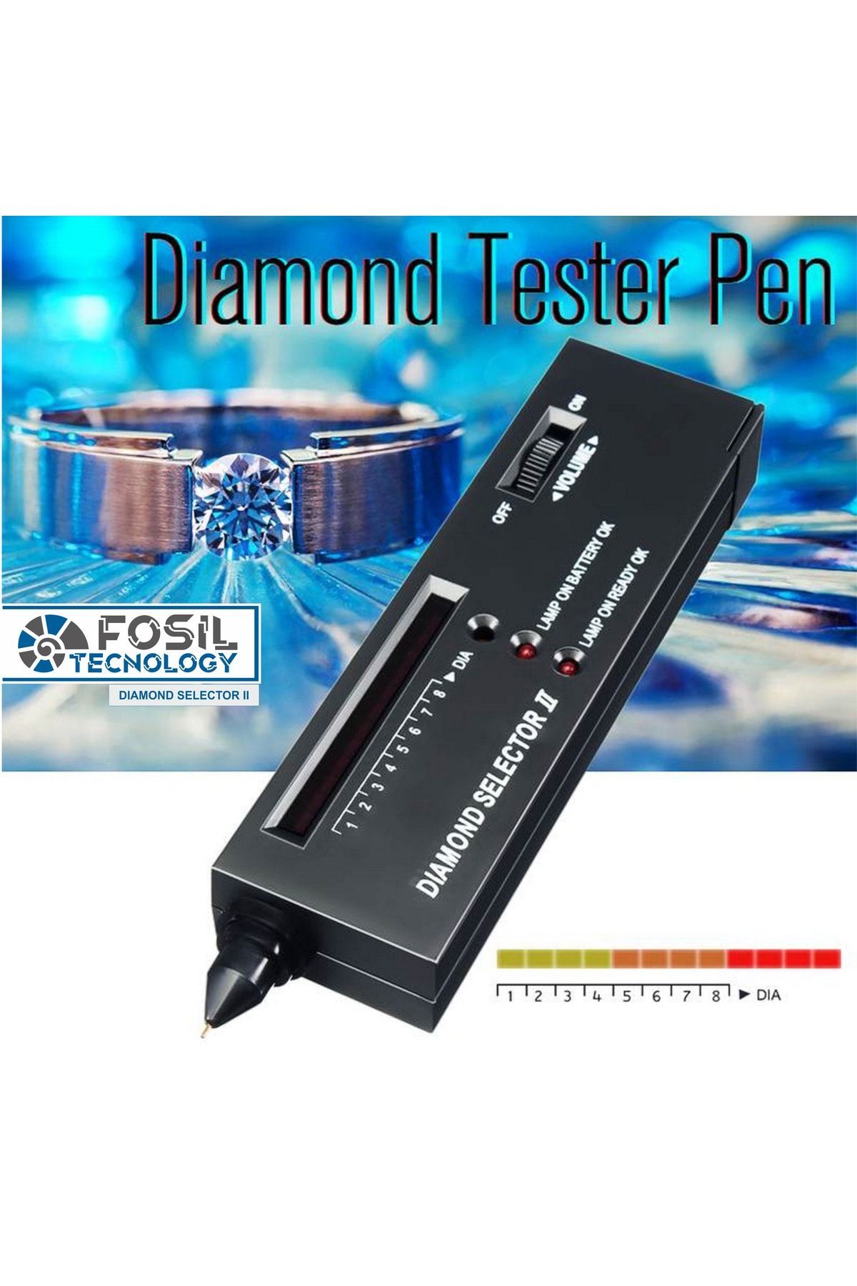 FOSILTECH Profesyonel Yüksek Doğruluk Elmas Seçici Elmas Test Cihazı Taş Seçici