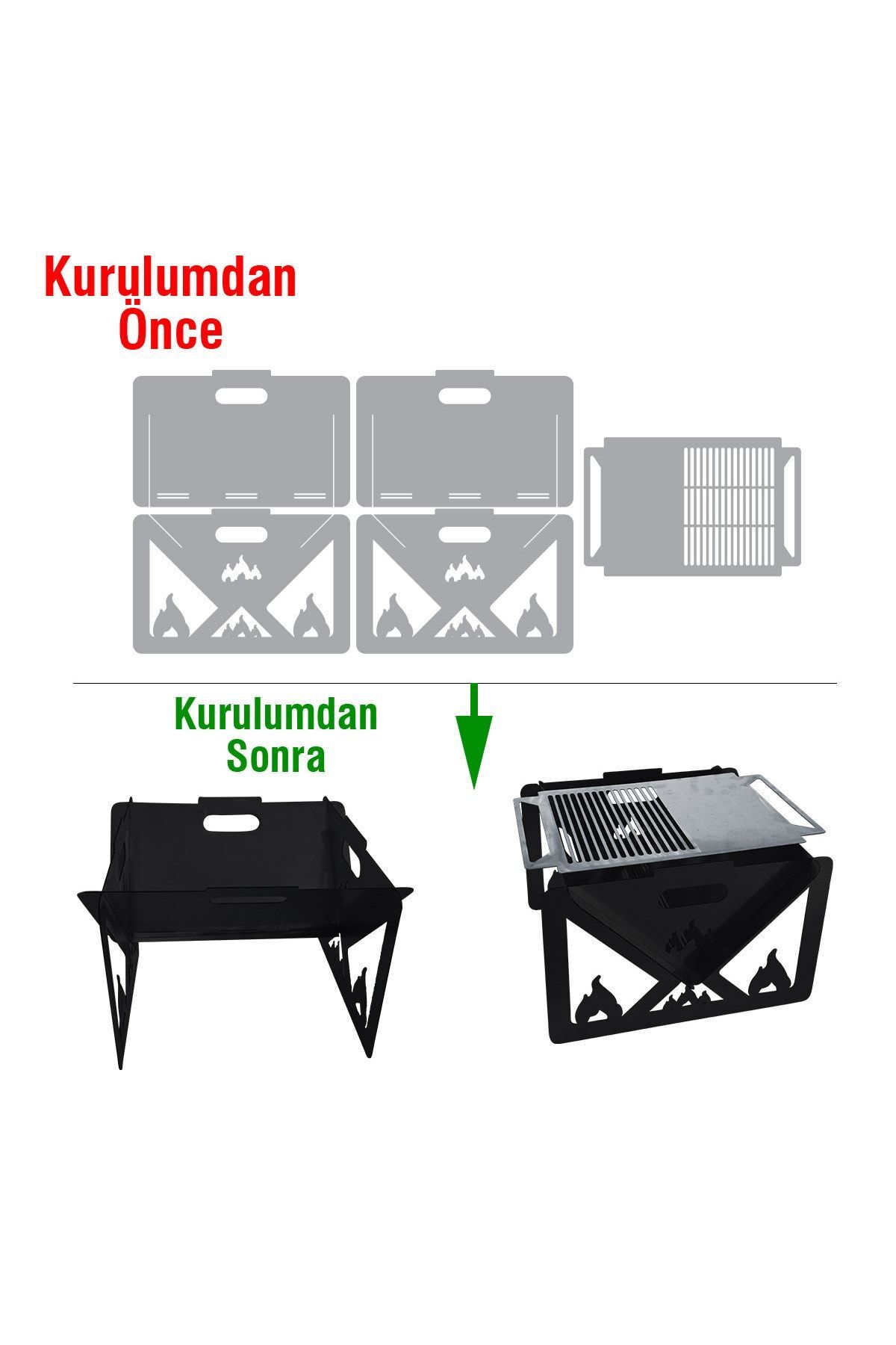Metal Mangal V2 Izgaralı Kolay Kurulumlu Ve Taşınabilir Mangal/ Barbekü Wisegrill 2