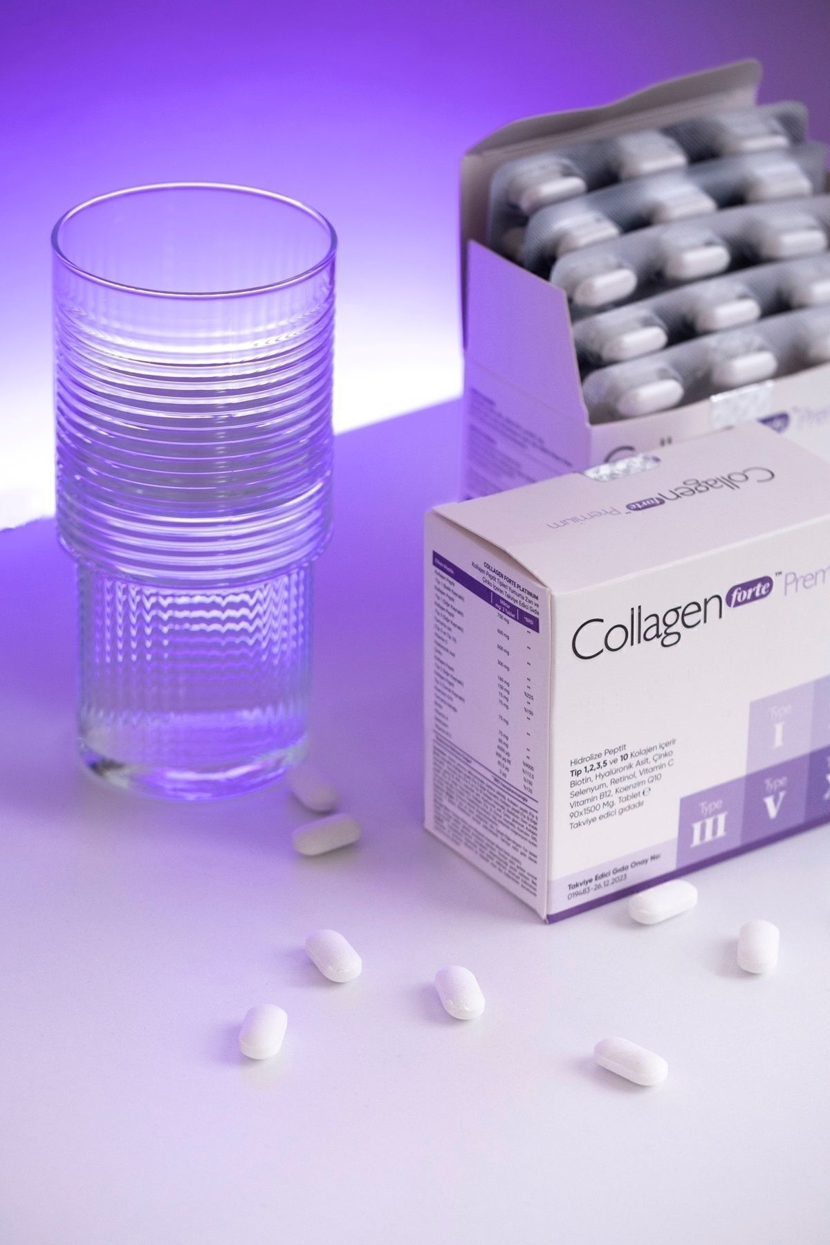 Collagen Forte Platinum-5 Type Premium Collagen 90 Tablets X 1500mg Biotin & Multivitamin 5