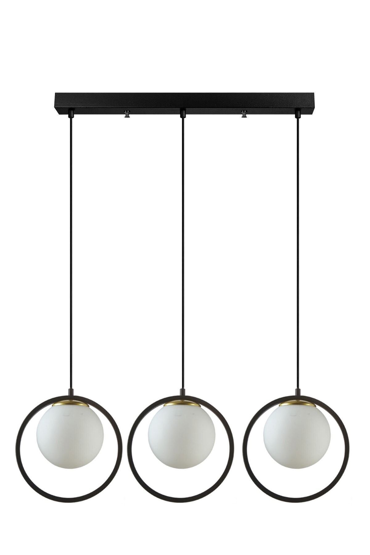 Fer Avize-Nina Modern Design Black Color White Glass Row 3 Living Room - Kitchen - Bedroom Chandelier 2