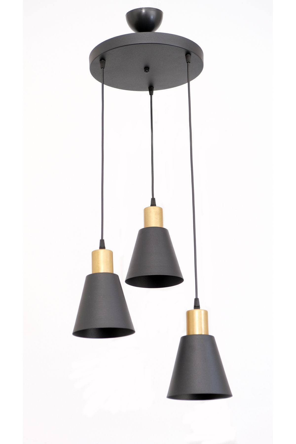 Fer Avize-Trend Modern Pendant Lamp Metal Black Color Cafe - Dining Table Top - Living Room 3-Piece Chandelier 1