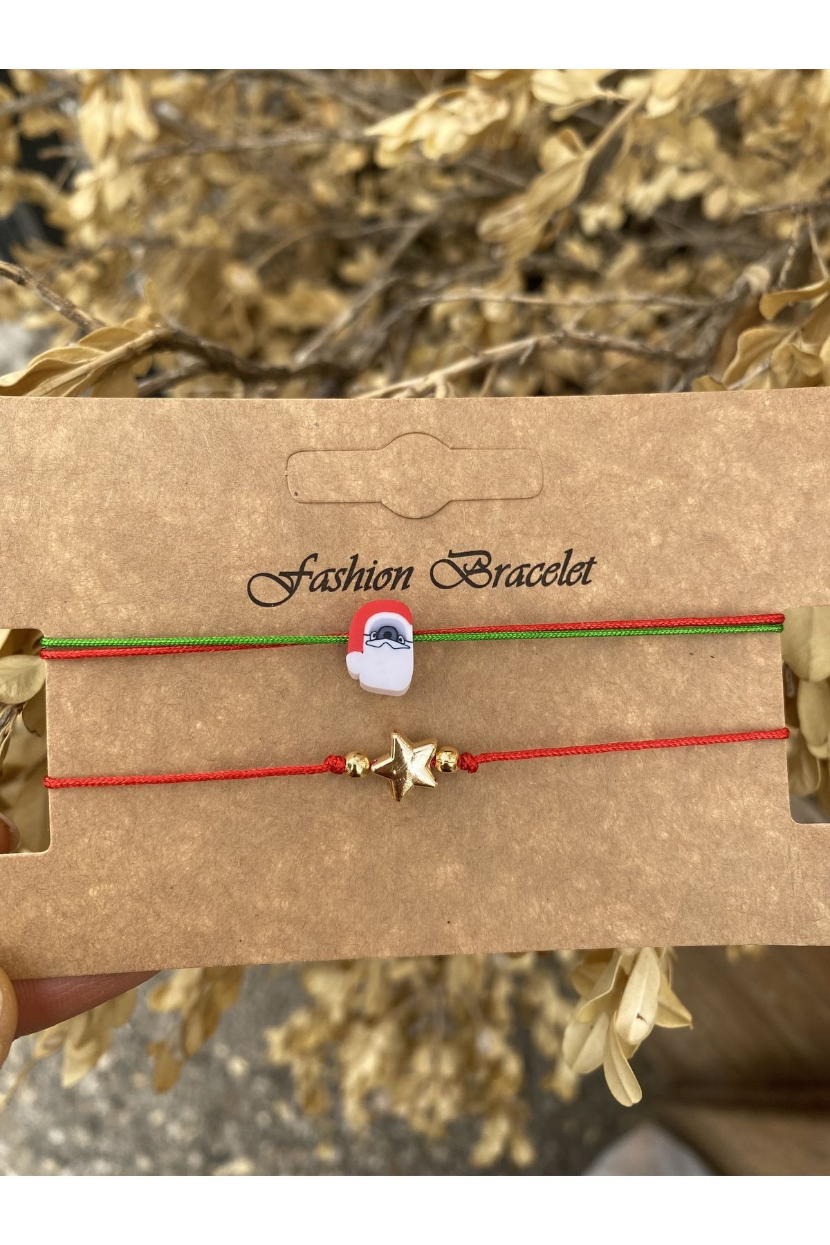 Stoneday-Christmas New Year Rope Bracelet Set with Santa Claus Gold Star Figure 3