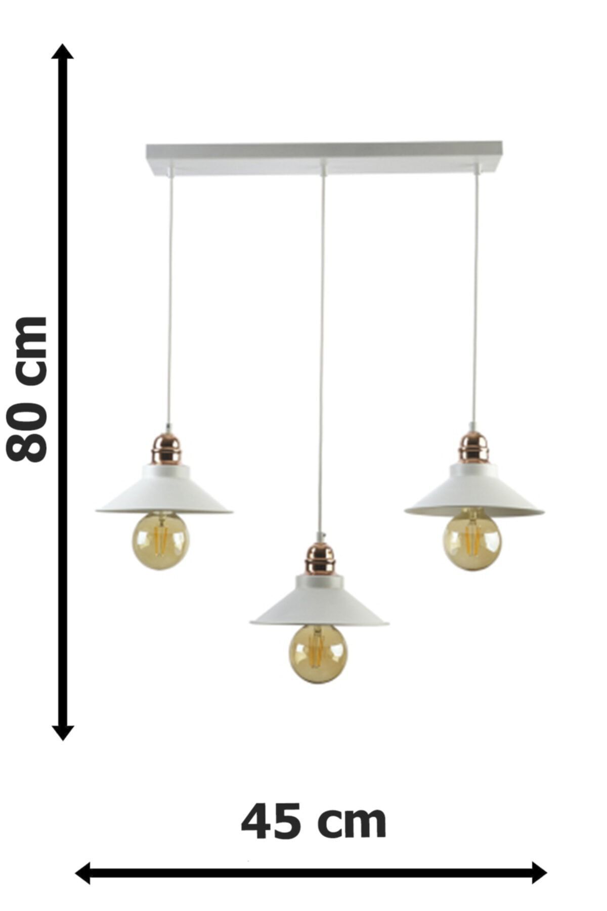 Fer Avize-Alfa Modern Row Pendant Lamp White Cafe - Kitchen 3-Piece Chandelier 2