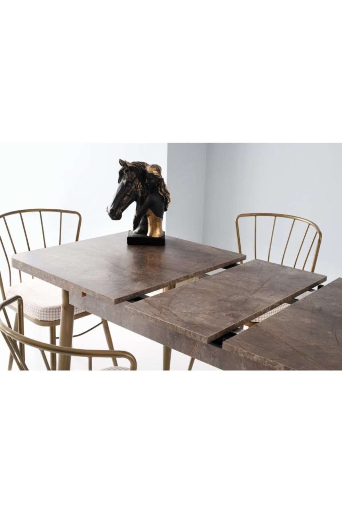 sivas gozde mobilya modern bronz mermer desen acilir mutfak masasi 70x120 ve 4 sandalye fiyati yorumlari trendyol