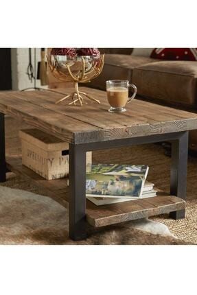 Worldwooden Ahsap Masif Agac Dogal Calisma Masasi Demir Iskelet Ofis Masasi Trendyol