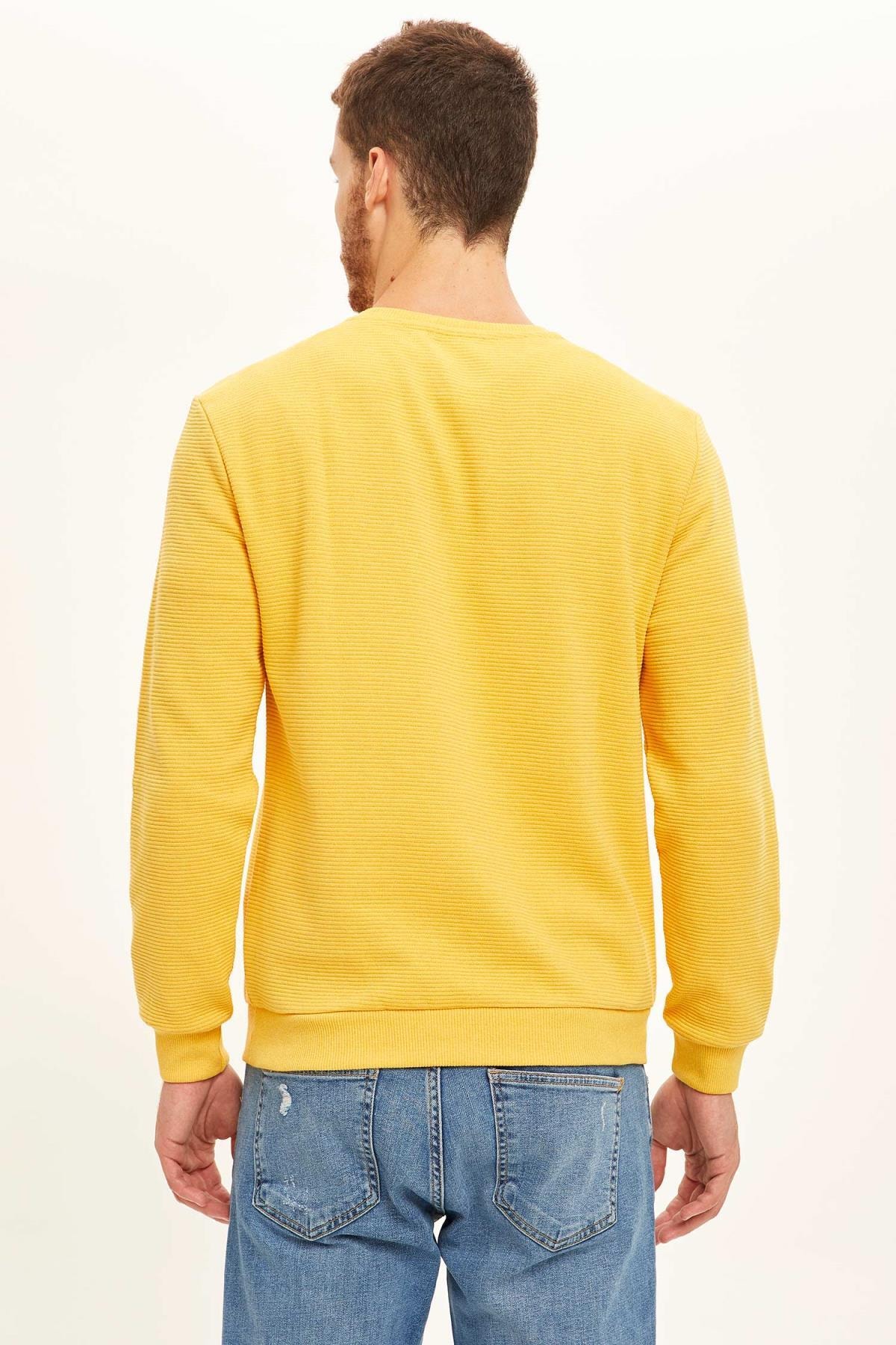سویشرت مردانه زرد دفاکتو | S1954AZ20WN اورجینال - تصویر 4