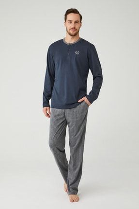 Mod Collection Erkek Lacivert Pijama Takimi Trendyol