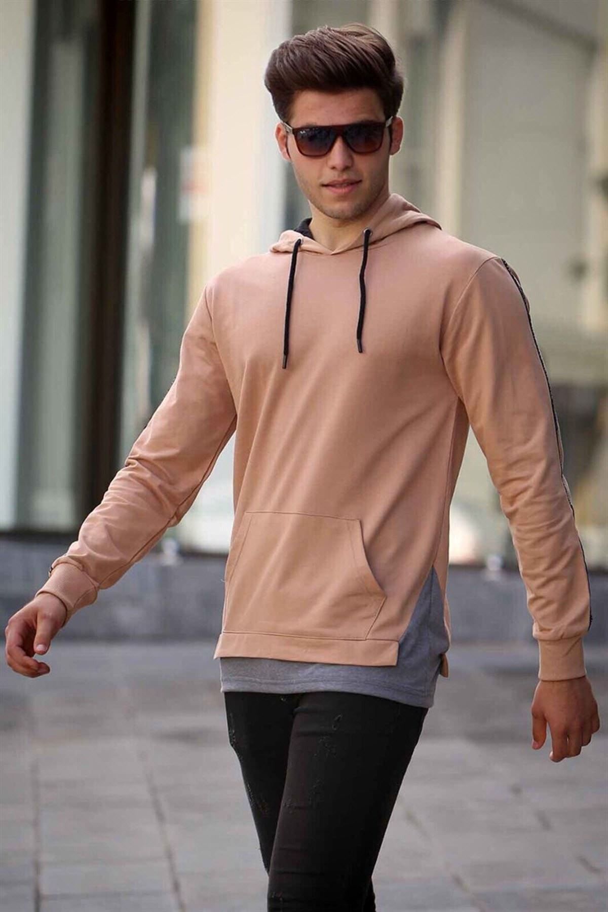 Madmext-Kamelfarbenes Kapuzensweatshirt für Herren 4178 2