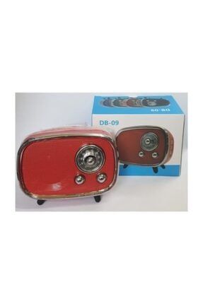 Db-09 Mini Retro Style Bluetooth Hoparlör Fm Radyo Sd Kart Ve Usb Girişli Speaker Kırmızı DB-09