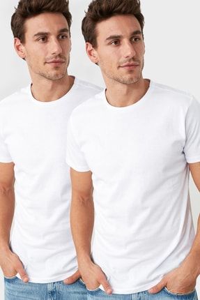 Trendyol Man Cok Renkli Erkek 2 Li Basic Paket Slim Fit T Shirt Tmnss19bo0075 Trendyol