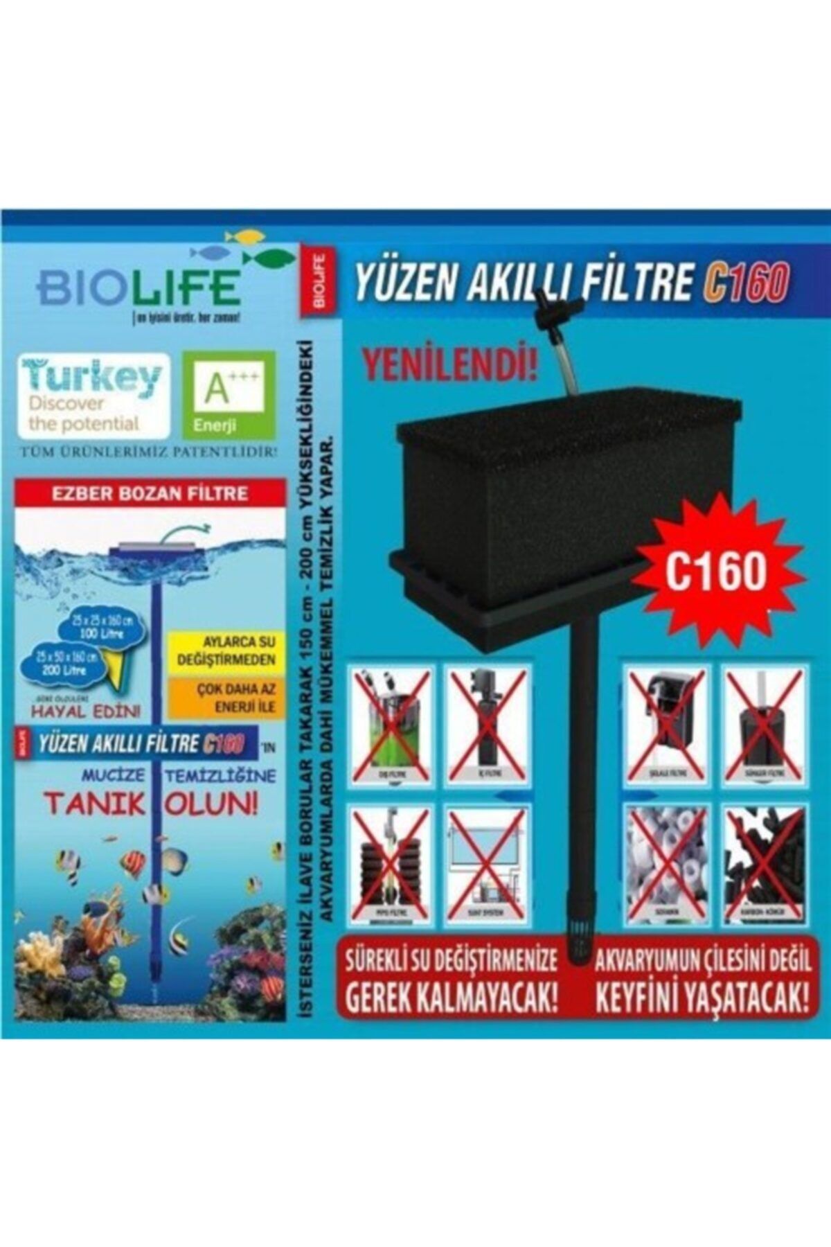 c160 yuzen akilli akvaryum filtresi