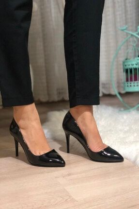 Kadın Siyah Rugan Topuklu Ayakkabı TWS-013K-010