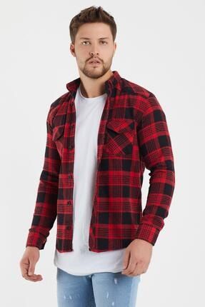 Enuygunenmoda Erkek Kirmizi Slim Fit Kareli Oduncu Gomlegi Trendyol