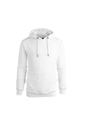 Badge Kapüşonlu Erkek Kırık Beyaz Sweatshirt 200212050-WHT