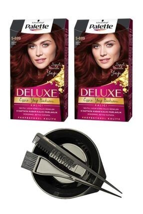 Deluxe Set Saç Boyası 5-889 Şarap Kızılı X2 Saç Boyama Seti 62810312718583