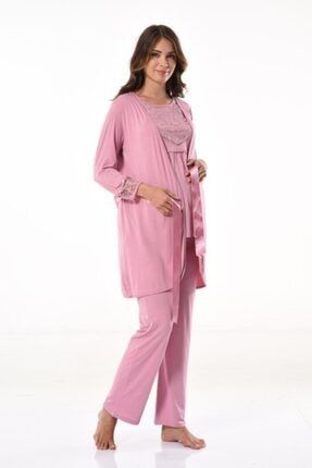 Kadın Pembe Hamile ve Lohusa Pijama Takımı 3775