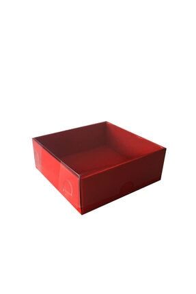 Asetat Kapaklı Karton Kutu 12x12x3 - 50 Adet Kırmızı ETE1497