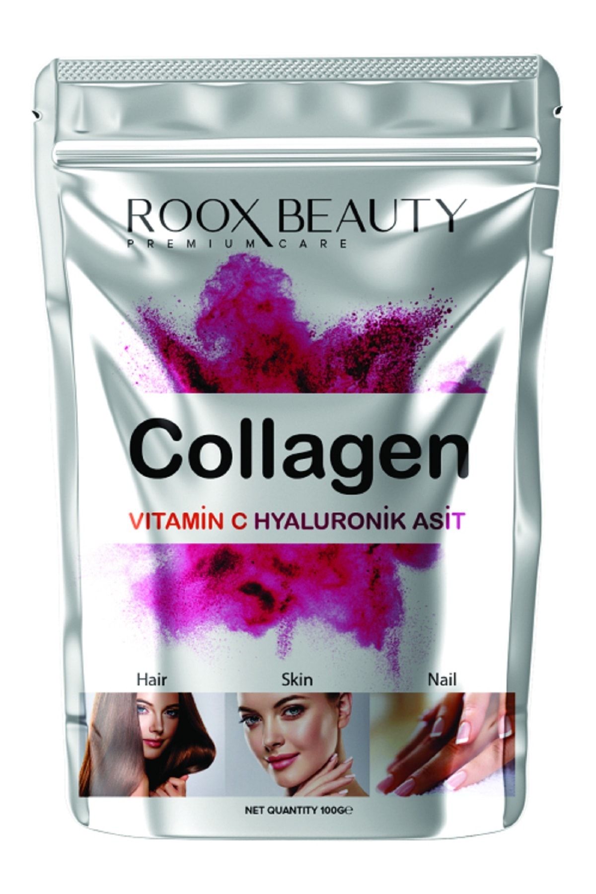Roox Beauty Kolajen Mix Powder Vitamin C Hyaluronik Asit Biotin Çilek