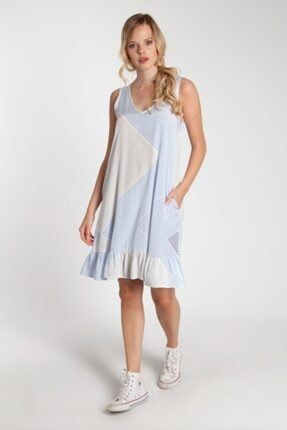 Kadın Mabel - Mavi Çizgili Askılı Elbise | 160314-2