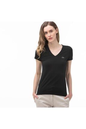 Kadın Siyah V Yaka T-shirt TF0999.031