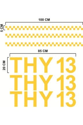 Sarı Renk Taksi Plaka Yazısı Ve Dama Sticker TPDS02