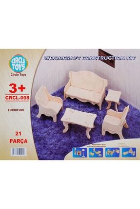Oturma Grubu 3 Boyutlu Ahşap Boyanabilir Maket 21 Parça CRCLTOYS008