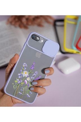 Iphone 7 Plus Lavender Desenli Kamera Korumalı Lila Telefon Kılıfı MCIPH7PKKL