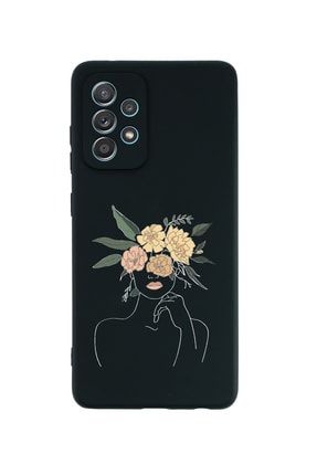 Samsung A52 Uyumlu Çiçek Açan Kadın Premium Silikonlu Siyah Telefon Kılıfı MCSAMA52LCCKACNBYN