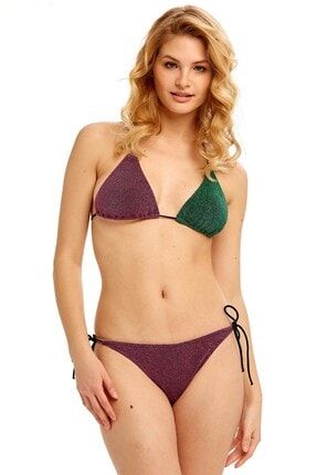 Kadın Çok Renkli Sim Dokulu Üçgen Bikini Takımı 00-1461-7216