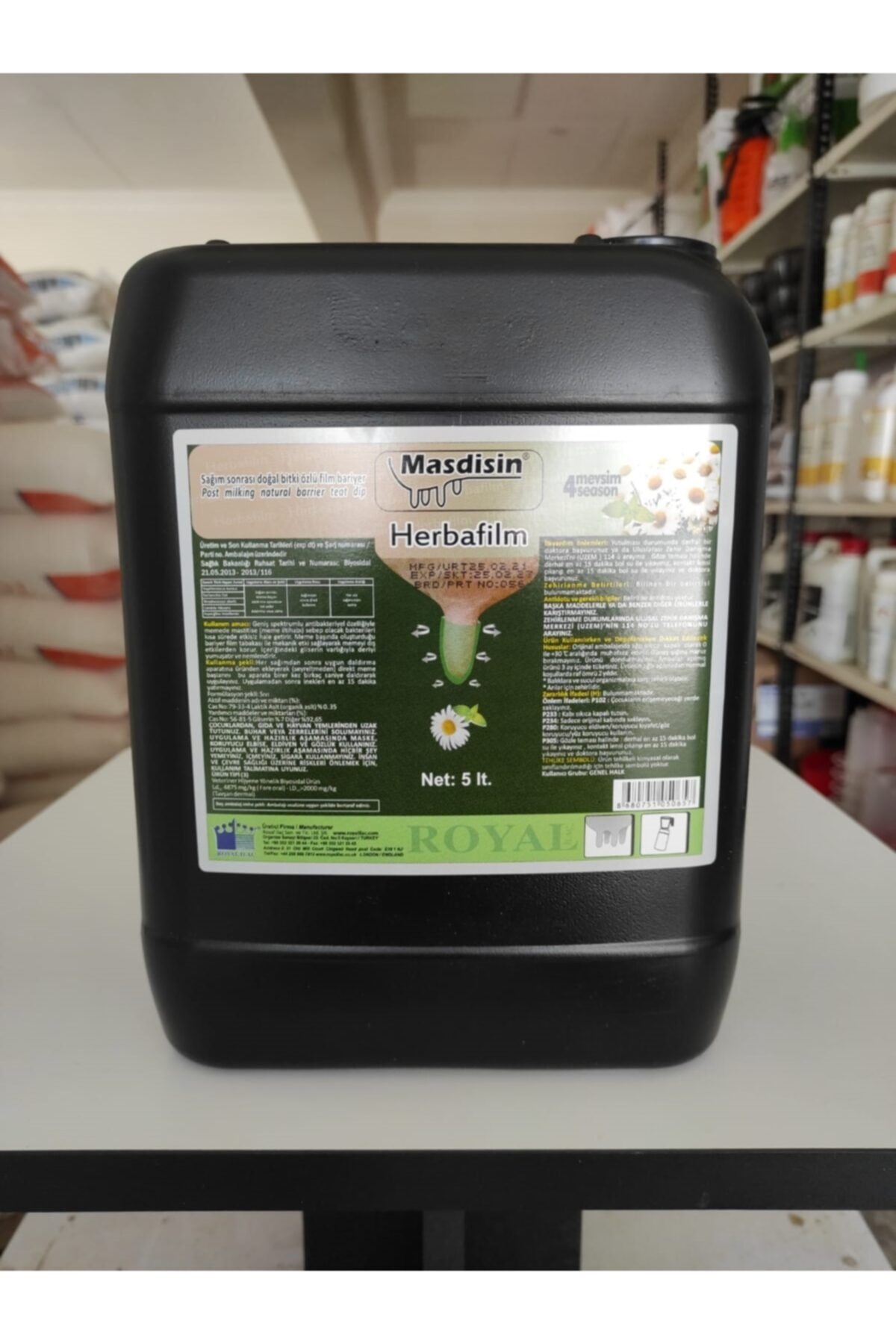 Royal İlaç Masdisin Herbafilm 5 Lt Sağım Sonrası Meme Dezenfektanı
