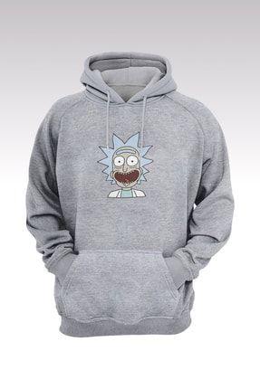 Rick And Morty 222 Gri Kapşonlu Sweatshirt - Hoodie 2310