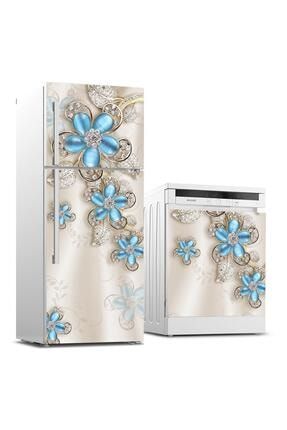 Buzdolabı Ve Bulaşık Makinası Beyaz Eşya Sticker Kaplama 3d Çiçek BB-TK-109