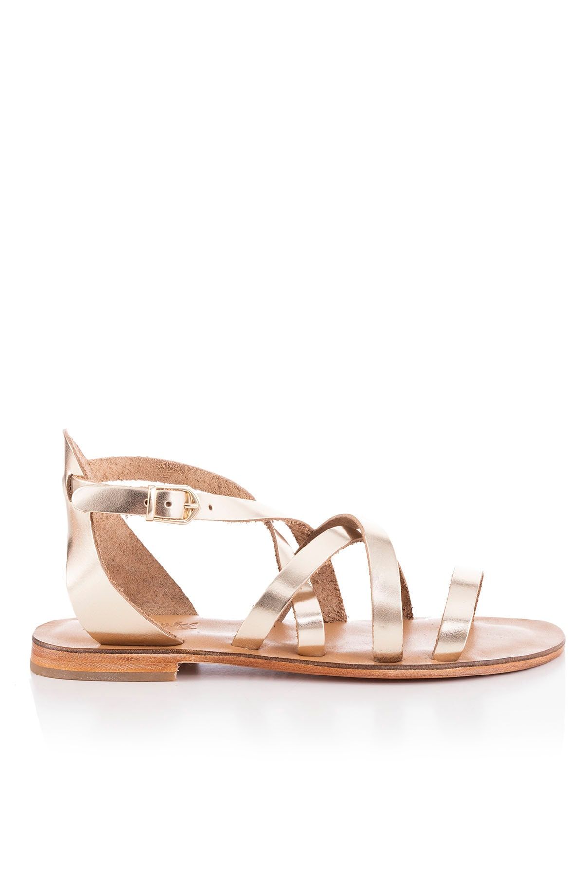 صندل طلایی زنانه طلای چرمی دست ساز Bodrum 20249 DaphneSandals